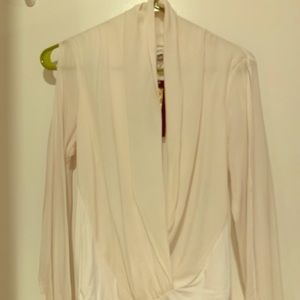 Split-sleeves cream bodysuit by Bebe